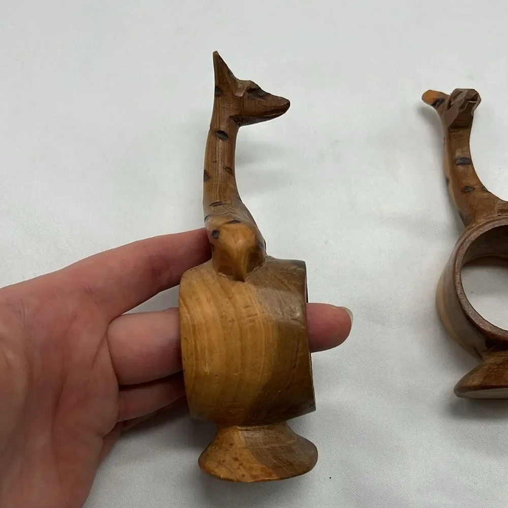 Set of Two Handcarved Giraffe Napkin Rigs
